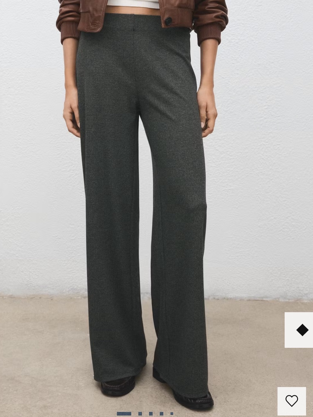 Mango Charcoal Gray Wide-Leg Ponte Pants 1248